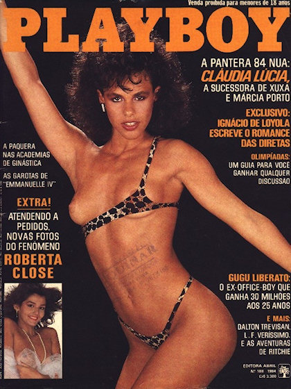 Playboy (Brazil) July 1984 magazine back issue Playboy (Brazil) magizine back copy Playboy (Brazil) magazine July 1984 cover image, with Cláudia Lúcia, Roberta Close on the cover of t