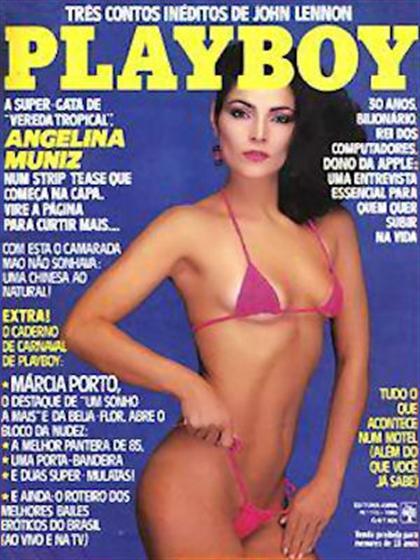 Playboy (Brazil) February 1985 magazine back issue Playboy (Brazil) magizine back copy Playboy (Brazil) magazine February 1985 cover image, with Angelina Muniz on the cover of the magazin