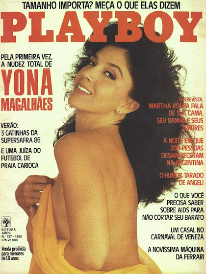 Playboy (Brazil) February 1986 magazine back issue Playboy (Brazil) magizine back copy Playboy (Brazil) magazine February 1986 cover image, with Yoná Magalhães on the cover of the magazin
