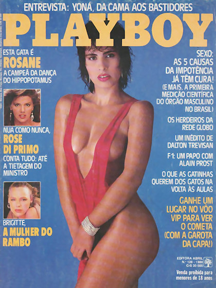 Playboy (Brazil) March 1986 magazine back issue Playboy (Brazil) magizine back copy Playboy (Brazil) magazine March 1986 cover image, with Rosane Fernandes, Rose di Primo, Brigitte Nie