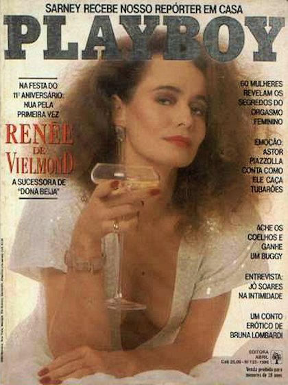 Playboy (Brazil) August 1986 magazine back issue Playboy (Brazil) magizine back copy Playboy (Brazil) magazine August 1986 cover image, with Renée de Vielmond on the cover of the magazi