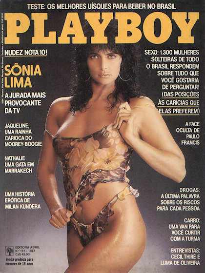 Playboy (Brazil) April 1987 magazine back issue Playboy (Brazil) magizine back copy Playboy (Brazil) magazine April 1987 cover image, with Sônia Lima on the cover of the magazine