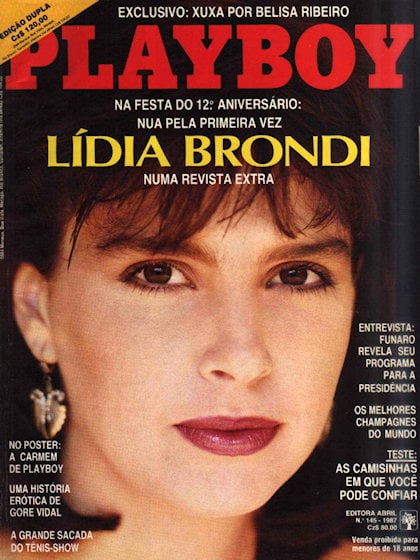 Playboy (Brazil) August 1987 magazine back issue Playboy (Brazil) magizine back copy Playboy (Brazil) magazine August 1987 cover image, with Lídia Brondi on the cover of the magazine