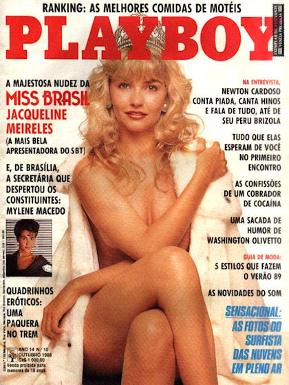 Playboy (Brazil) October 1988 magazine back issue Playboy (Brazil) magizine back copy Playboy (Brazil) magazine October 1988 cover image, with Jacqueline Meireles, Mylene Macedo on the c