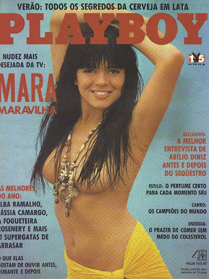 Playboy (Brazil) February 1990 magazine back issue Playboy (Brazil) magizine back copy Playboy (Brazil) magazine February 1990 cover image, with Mara Maravilha on the cover of the magazin