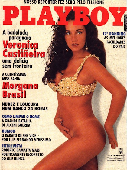 Playboy (Brazil) March 1993 magazine back issue Playboy (Brazil) magizine back copy Playboy (Brazil) magazine March 1993 cover image, with Verônica Castiñeira on the cover of the magaz