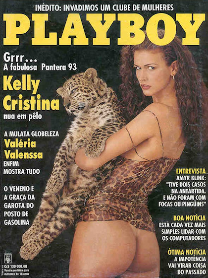Playboy (Brazil) April 1993 magazine back issue Playboy (Brazil) magizine back copy Playboy (Brazil) magazine April 1993 cover image, with Kelly Cristina on the cover of the magazine