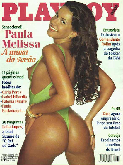 Playboy (Brazil) January 1997 magazine back issue Playboy (Brazil) magizine back copy Playboy (Brazil) magazine January 1997 cover image, with Paula Melissa on the cover of the magazine