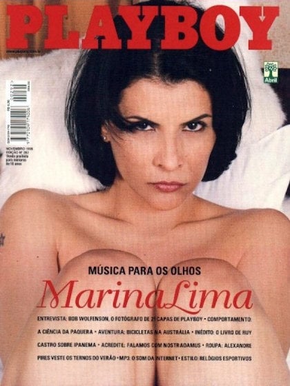 Playboy (Brazil) November 1999 magazine back issue Playboy (Brazil) magizine back copy Playboy (Brazil) magazine November 1999 cover image, with Marina Lima on the cover of the magazine