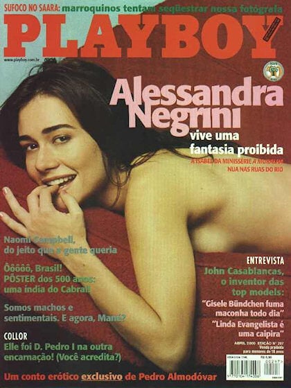 Playboy (Brazil) April 2000 magazine back issue Playboy (Brazil) magizine back copy Playboy (Brazil) magazine April 2000 cover image, with Alessandra Negrini on the cover of the magazi