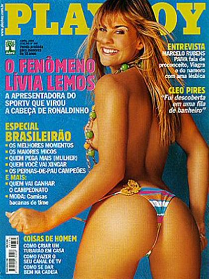 Playboy (Brazil) April 2004 magazine back issue Playboy (Brazil) magizine back copy Playboy (Brazil) magazine April 2004 cover image, with Lívia Lemos on the cover of the magazine