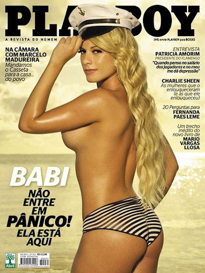 Playboy (Brazil) April 2011 magazine back issue Playboy (Brazil) magizine back copy Playboy (Brazil) magazine April 2011 cover image, with Babi Rossi (Bárbara Rossi) on the cover of th