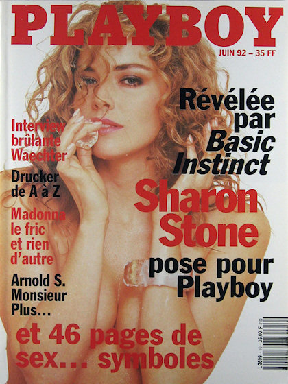 Playboy Francais June 1992 magazine back issue Playboy (France) magizine back copy Playboy Francais magazine June 1992 cover image, with Sharon Stone on the cover of the magazine
