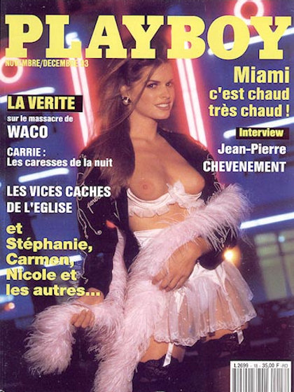Playboy Francais November 1993 magazine back issue Playboy (France) magizine back copy Playboy Francais magazine November 1993 cover image, with Julie Cialini on the cover of the magazine