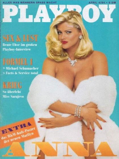 Playboy Germany April 1994 magazine back issue Playboy (Germany) magizine back copy Playboy Germany magazine April 1994 cover image, with Anna Nicole Smith (Vickie Smith) (Vickie Hogan