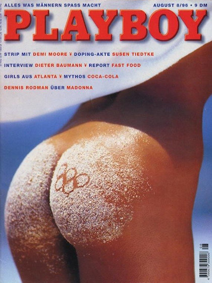Playboy Germany August 1996 magazine back issue Playboy (Germany) magizine back copy Playboy Germany magazine August 1996 cover image, with Alley Baggett on the cover of the magazine