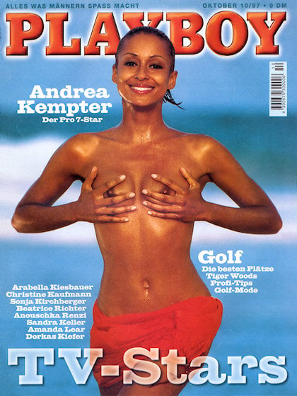 Playboy Germany October 1997 magazine back issue Playboy (Germany) magizine back copy Playboy Germany magazine October 1997 cover image, with Andrea Kempter on the cover of the magazine