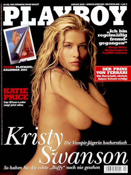 Playboy Germany January 2003 magazine back issue Playboy (Germany) magizine back copy Playboy Germany magazine January 2003 cover image, with Kristy Swanson on the cover of the magazine