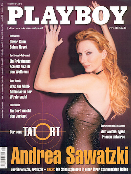 Playboy Germany April 2003 magazine back issue Playboy (Germany) magizine back copy Playboy Germany magazine April 2003 cover image, with Andrea Sawatzki on the cover of the magazine