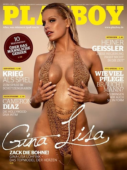 Playboy Germany August 2010 magazine back issue Playboy (Germany) magizine back copy Playboy Germany magazine August 2010 cover image, with Gina-Lisa Lohfink on the cover of the magazin
