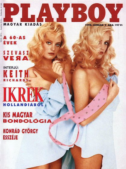 Playboy Hungary January 1990 magazine back issue Playboy (Hungary) magizine back copy Playboy Hungary magazine January 1990 cover image, with Karin van Breeschooten, Mirjam van Breeschoo
