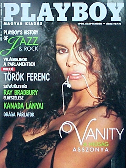 Playboy Hungary September 1990 magazine back issue Playboy (Hungary) magizine back copy Playboy Hungary magazine September 1990 cover image, with Vanity (Denise Matthews) on the cover of t