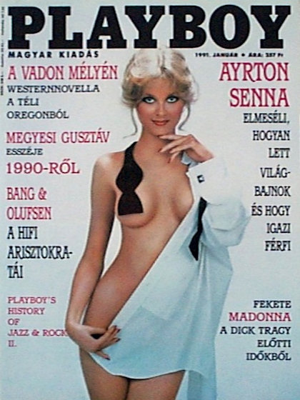 Playboy Hungary January 1991 magazine back issue Playboy (Hungary) magizine back copy Playboy Hungary magazine January 1991 cover image, with Cathy St George on the cover of the magazine