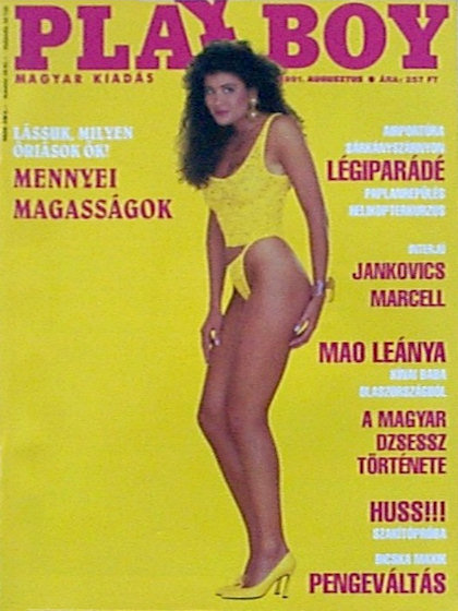 Playboy Hungary August 1991 magazine back issue Playboy (Hungary) magizine back copy Playboy Hungary magazine August 1991 cover image, with Samantha Dorman on the cover of the magazine