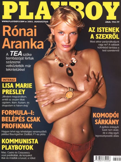 Playboy Hungary August 2003 magazine back issue Playboy (Hungary) magizine back copy Playboy Hungary magazine August 2003 cover image, with Aranka Rónai on the cover of the magazine