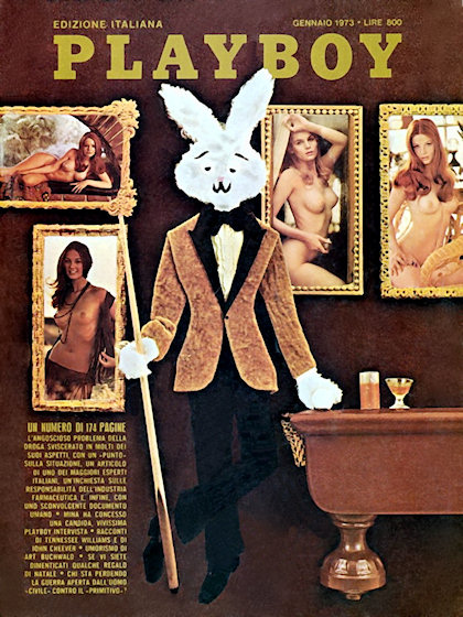Playboy Italy January 1973 magazine back issue Playboy (Italy) magizine back copy Playboy Italy magazine January 1973 cover image, with Mr Playboy, Willy Rey, Vicki Peters, Deanna Ba