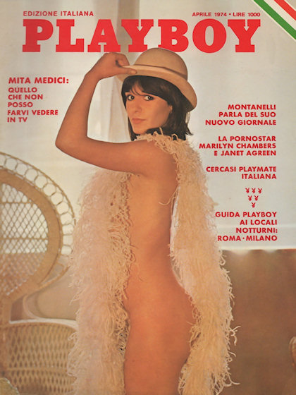 Playboy Italy April 1974 magazine back issue Playboy (Italy) magizine back copy Playboy Italy magazine April 1974 cover image, with Mita Medici on the cover of the magazine