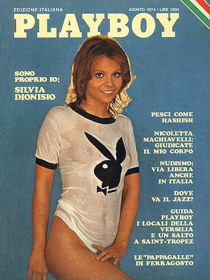 Playboy Italy August 1974 magazine back issue Playboy (Italy) magizine back copy Playboy Italy magazine August 1974 cover image, with Silvia Dionisio on the cover of the magazine