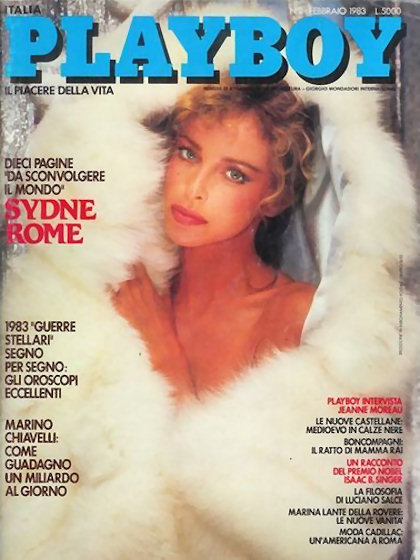 Playboy Italy February 1983 magazine back issue Playboy (Italy) magizine back copy Playboy Italy magazine February 1983 cover image, with Sydne Rome on the cover of the magazine