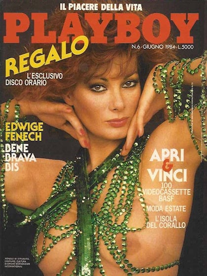 Playboy Italy June 1984 magazine back issue Playboy (Italy) magizine back copy Playboy Italy magazine June 1984 cover image, with Edwige Fenech on the cover of the magazine