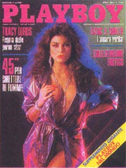 Playboy (Italy) April 1988 magazine back issue Playboy (Italy) magizine back copy Playboy (Italy) magazine April 1988 cover image, with Cynthia Kaye on the cover of the magazine