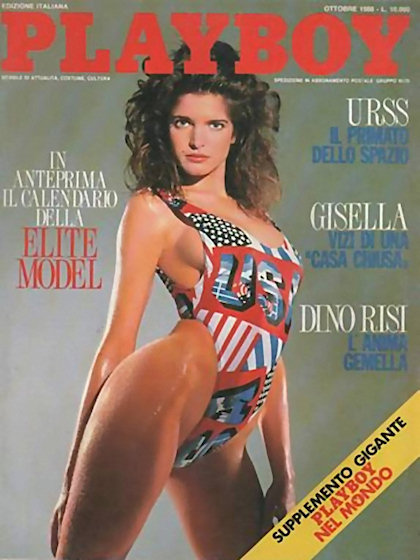 Playboy Italy October 1988 magazine back issue Playboy (Italy) magizine back copy Playboy Italy magazine October 1988 cover image, with Stephanie Seymour on the cover of the magazine