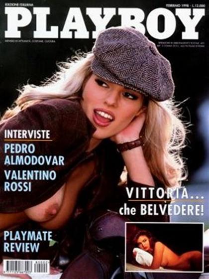 Playboy Italy February 1998 magazine back issue Playboy (Italy) magizine back copy Playboy Italy magazine February 1998 cover image, with Layla Roberts, Vittoria Belvedere on the cove