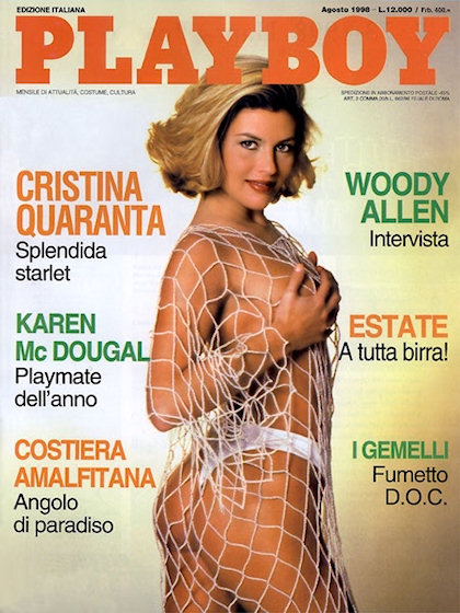 Playboy Italy August 1998 magazine back issue Playboy (Italy) magizine back copy Playboy Italy magazine August 1998 cover image, with Cristina Quaranta on the cover of the magazine
