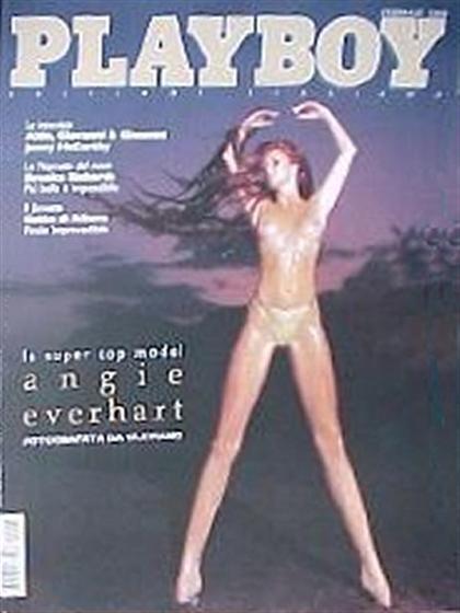 Playboy (Italy) February 2000 magazine back issue Playboy (Italy) magizine back copy Playboy (Italy) magazine February 2000 cover image, with Angie Everhart on the cover of the magazine