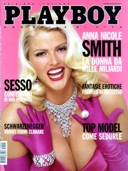Playboy Italy February 2001 magazine back issue Playboy (Italy) magizine back copy Playboy Italy magazine February 2001 cover image, with Anna Nicole Smith (Vickie Smith) (Vickie Hoga