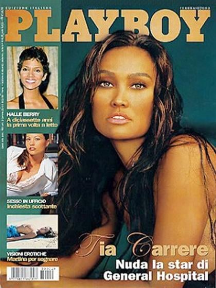 Playboy Italy February 2003 magazine back issue Playboy (Italy) magizine back copy Playboy Italy magazine February 2003 cover image, with Tia Carrere, Halle Berry, Martine on the cove
