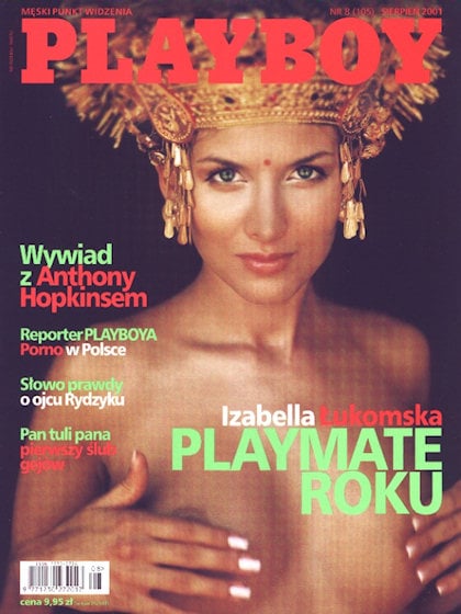 Playboy (Poland) August 2001 magazine back issue Playboy (Poland) magizine back copy Playboy (Poland) magazine August 2001 cover image, with Izabella Łukomska on the cover of the m