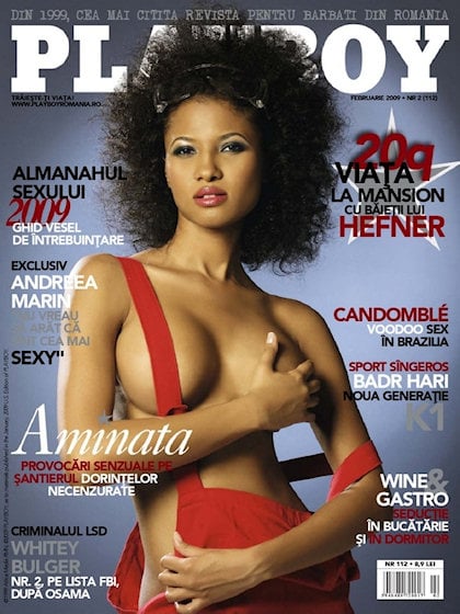 Playboy (Romania) February 2009 magazine back issue Playboy (Romania) magizine back copy Playboy (Romania) magazine February 2009 cover image, with Aminata Diakite on the cover of the magaz