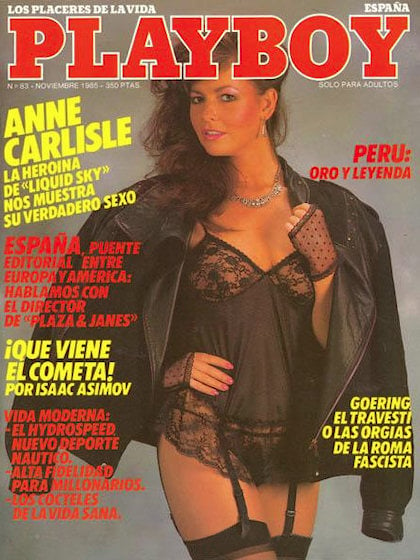 Playboy (Spain) November 1985 magazine back issue Playboy (Spain) magizine back copy Playboy (Spain) magazine November 1985 cover image, with Anne Carlisle on the cover of the magazine