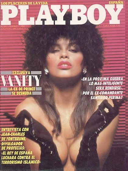 Playboy (Spain) February 1986 magazine back issue Playboy (Spain) magizine back copy Playboy (Spain) magazine February 1986 cover image, with Vanity (Denise Matthews) on the cover of th
