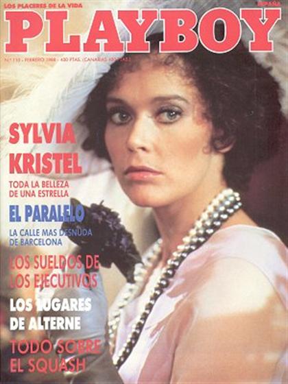 Playboy (Spain) # 110, February 1988 magazine back issue Playboy (Spain) magizine back copy Playboy (Spain) magazine February 1988 cover image, with Sylvia Kristel on the cover of the magazine