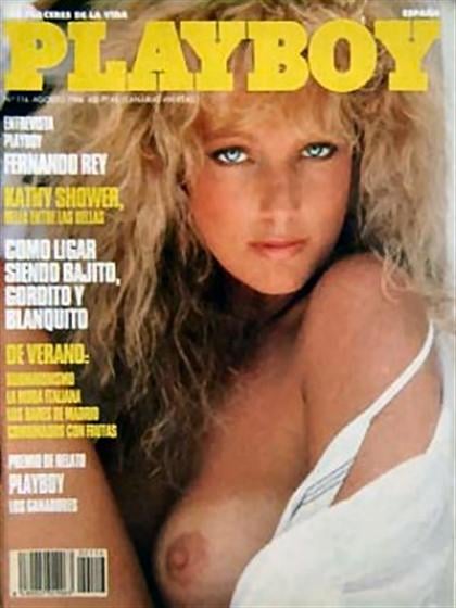 Playboy (Spain) August 1988 magazine back issue Playboy (Spain) magizine back copy Playboy (Spain) magazine August 1988 cover image, with Kathy Shower on the cover of the magazine