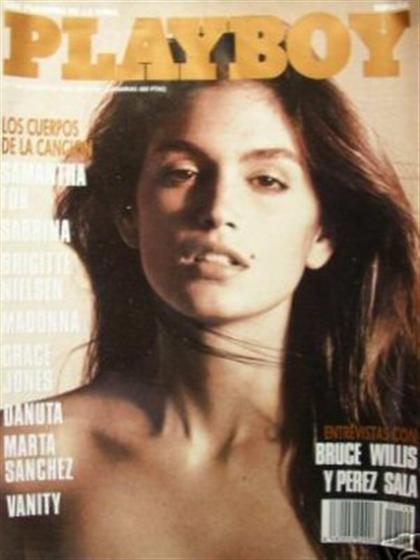 Playboy (Spain) December 1988 magazine back issue Playboy (Spain) magizine back copy Playboy (Spain) magazine December 1988 cover image, with Cindy Crawford on the cover of the magazine