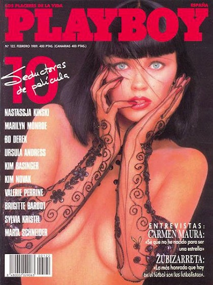 Playboy (Spain) # 122, February 1989 magazine back issue Playboy (Spain) magizine back copy Playboy (Spain) magazine February 1989 cover image, with Kata Kärkkäinen (Katariina Souri) on the co