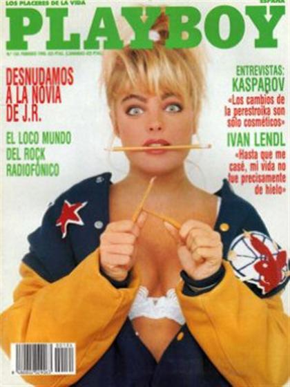 Playboy (Spain) February 1990 magazine back issue Playboy (Spain) magizine back copy Playboy (Spain) magazine February 1990 cover image, with Erika Eleniak on the cover of the magazine